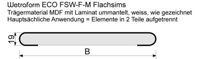 Wetrag Eco Flachsims MDF weiss Postforming beidseitig mit 9mm Radius (paarweise)