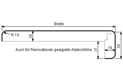 Wetrag STA Winkelsims MDF weiss FSW-DR-M Postforming Stirne 50mm (paarweise)