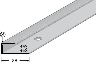 Gleitabschlussprofil fein gerillt 270cm Silber eloxiert 8,5mm