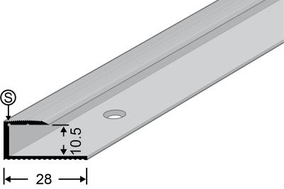 Gleitabschlussprofil fein gerillt 270cm Silber eloxiert 10,5mm