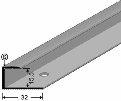 Gleitabschlussprofil fein gerillt 270cm Sand eloxiert 15,5mm